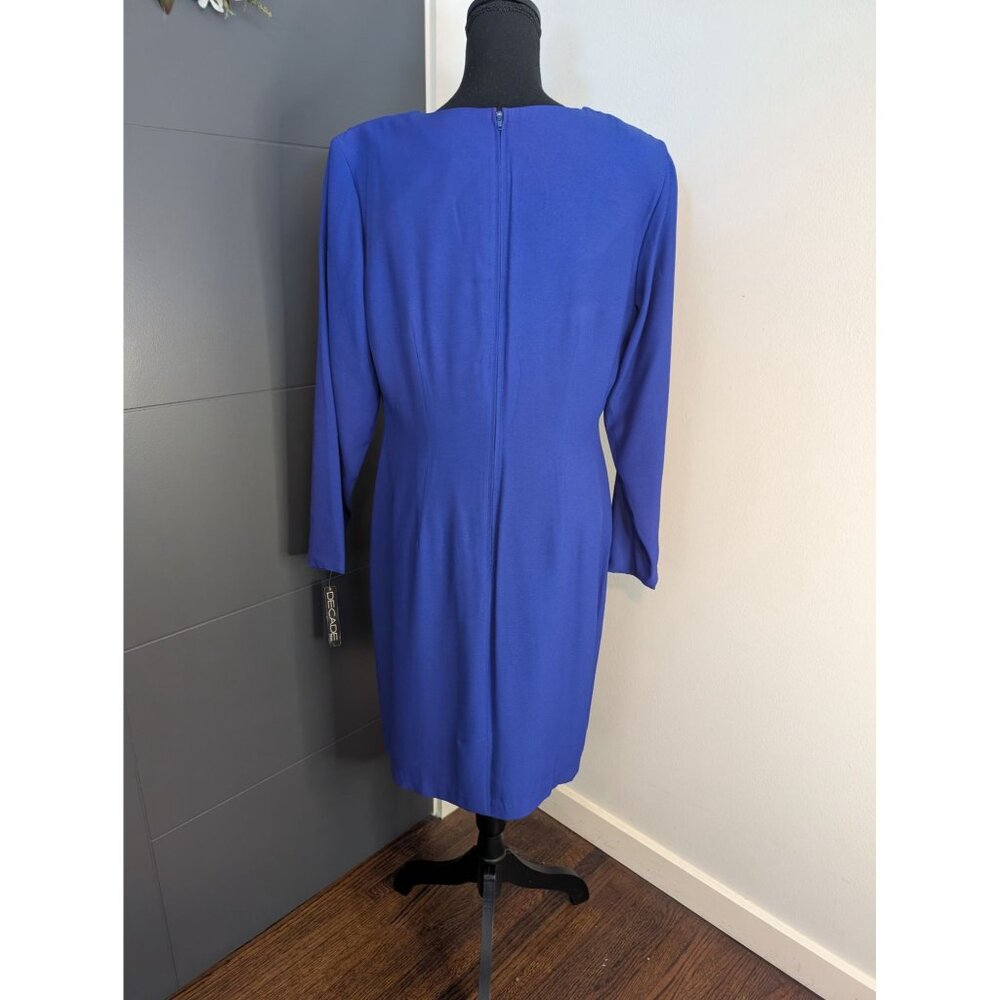 Vintage NWT Decade Designs Blue Long-Sleeve Dress - 16 - Made In USA‎ - Picture 2 of 5